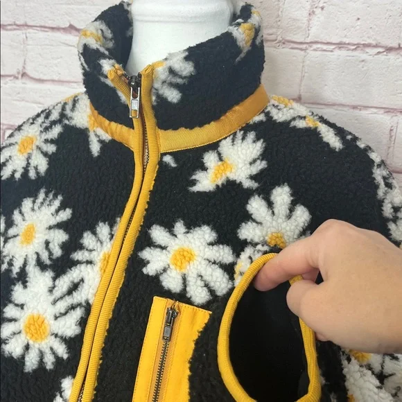 RARE Sundae School Daisy Print Full Zip Sherpa Fleece Jacket Medium - Picture 4 of 11